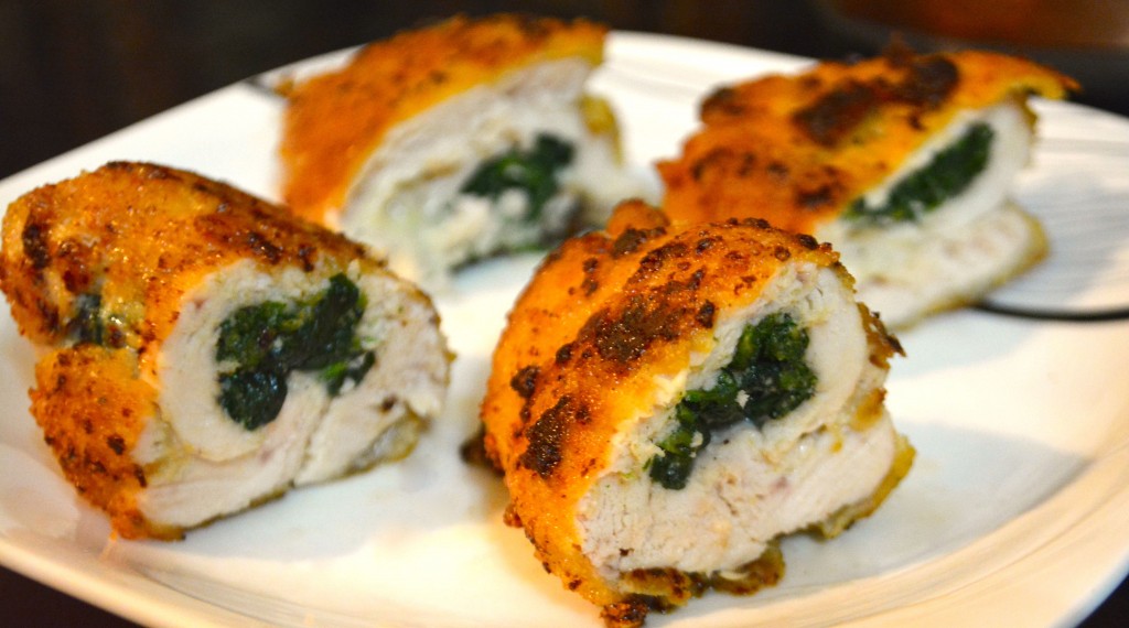 Chicken stuffed with cheese and spinach